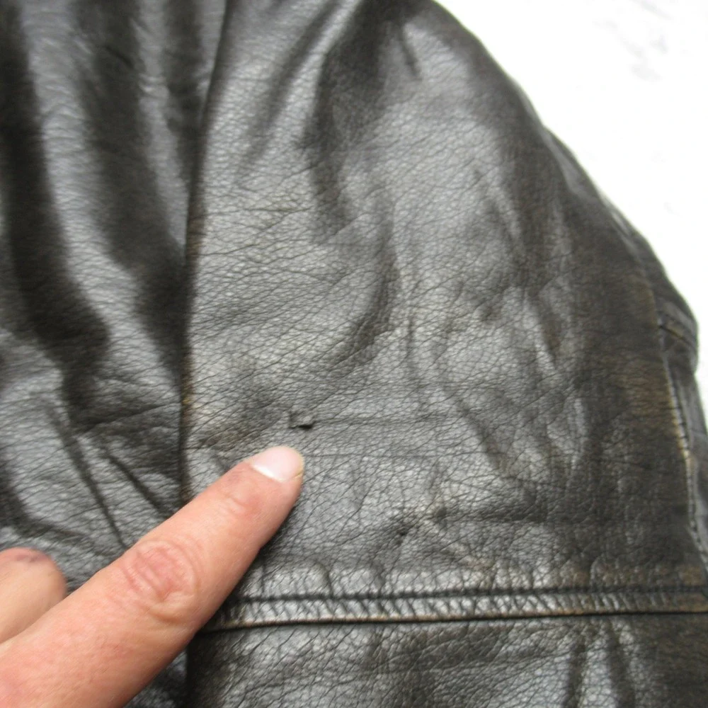 Levis Faux Leather Jacket Mens Large‎ Brown Sherpa Fleece Lined Full Zip Trucker - Picture 7 of 16
